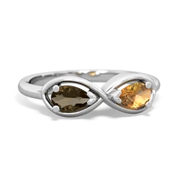 Smoky Quartz Infinity 14K White Gold ring R5050