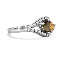 Smoky Quartz Mother And Child 14K White Gold ring R3010