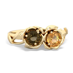 Smoky Quartz Rose Garden 14K Yellow Gold ring R5510