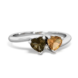 Smoky Quartz Sweethearts 14K White Gold ring R5260