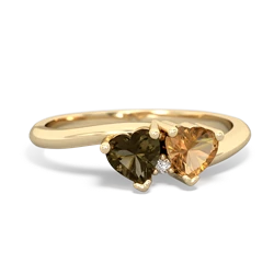 Smoky Quartz Sweethearts 14K Yellow Gold ring R5260