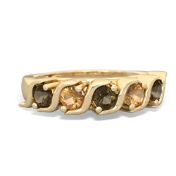 Smoky Quartz Anniversary Band 14K Yellow Gold ring R2089