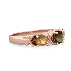 Smoky Quartz Hugs And Kisses 14K Rose Gold ring R5016