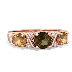 Smoky Quartz Hugs And Kisses 14K Rose Gold ring R5016