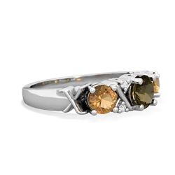 Smoky Quartz Hugs And Kisses 14K White Gold ring R5016