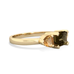 Smoky Quartz Three Stone 14K Yellow Gold ring R5235