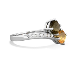Smoky Quartz Channel Set Two Stone 14K White Gold ring R5303