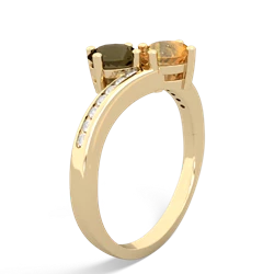 Smoky Quartz Channel Set Two Stone 14K Yellow Gold ring R5303