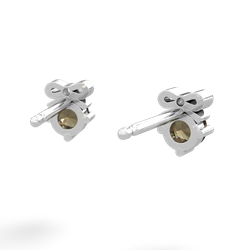 Smoky Quartz Diamond Bows 14K White Gold earrings E7002