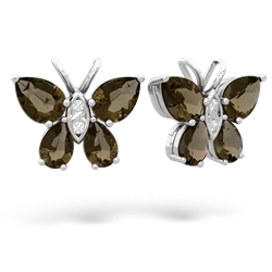 Smoky Quartz Butterfly 14K White Gold earrings E2215