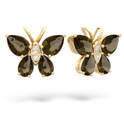 Smoky Quartz Butterfly 14K Yellow Gold earrings E2215