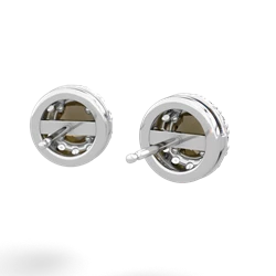 Smoky Quartz Diamond Halo 14K White Gold earrings E5370