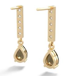 Smoky Quartz Art Deco Diamond Drop 14K Yellow Gold earrings E5324