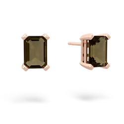 Smoky Quartz 7X5mm Emerald-Cut Stud 14K Rose Gold earrings E1856