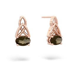 Smoky Quartz Celtic Trinity Knot 14K Rose Gold earrings E2389