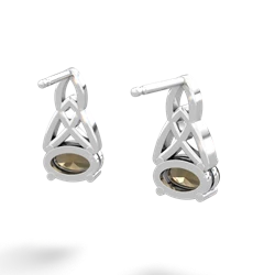 Smoky Quartz Celtic Trinity Knot 14K White Gold earrings E2389