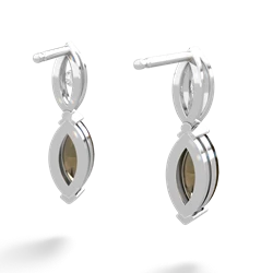 Smoky Quartz Marquise Drop 14K White Gold earrings E5333