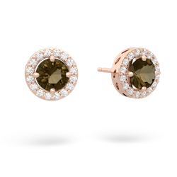 Smoky Quartz Halo 14K Rose Gold earrings E5320