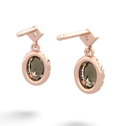 Smoky Quartz Antique-Style Halo 14K Rose Gold earrings E5720