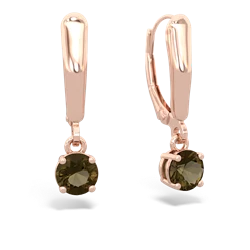 Smoky Quartz 5Mm Round Lever Back 14K Rose Gold earrings E2785