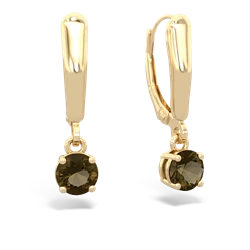 Smoky Quartz 5Mm Round Lever Back 14K Yellow Gold earrings E2785