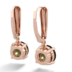 Smoky Quartz 8Mm  Round Lever Back 14K Rose Gold earrings E2788