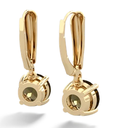 Smoky Quartz 8Mm  Round Lever Back 14K Yellow Gold earrings E2788