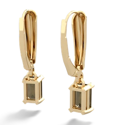 Smoky Quartz 6X4mm Emerald-Cut Lever Back 14K Yellow Gold earrings E2855