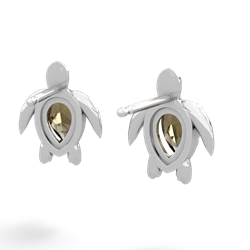 Smoky Quartz Baby Sea Turtle 14K White Gold earrings E5241