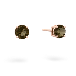 Smoky Quartz 5Mm Round Stud 14K Rose Gold earrings E1785