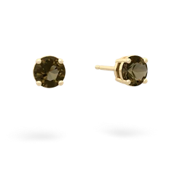 Smoky Quartz 5Mm Round Stud 14K Yellow Gold earrings E1785