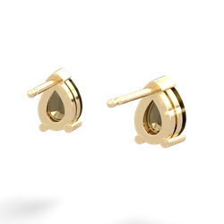 Smoky Quartz Teardrop Stud 14K Yellow Gold earrings E1793