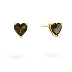 Smoky Quartz 5Mm Heart Stud 14K Yellow Gold earrings E1861