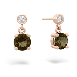 Smoky Quartz Diamond Drop 6Mm Round 14K Rose Gold earrings E1986