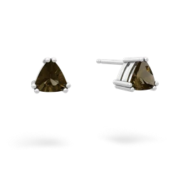 Smoky Quartz 5Mm Trillion Stud 14K White Gold earrings E1858