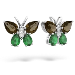 Smoky Quartz Butterfly 14K White Gold earrings E2215