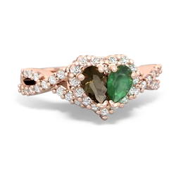 Smoky Quartz Diamond Twist 'One Heart' 14K Rose Gold ring R2640HRT