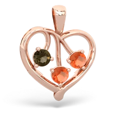 Smoky Quartz Glowing Heart 14K Rose Gold pendant P2233