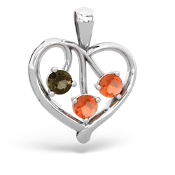 Smoky Quartz Glowing Heart 14K White Gold pendant P2233