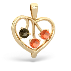 Smoky Quartz Glowing Heart 14K Yellow Gold pendant P2233