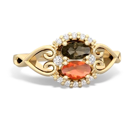 Smoky Quartz Love Nest 14K Yellow Gold ring R5860