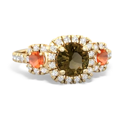 Smoky Quartz Regal Halo 14K Yellow Gold ring R5350