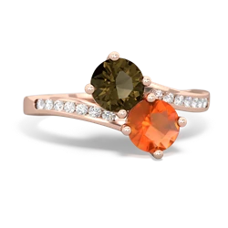 Smoky Quartz Channel Set Two Stone 14K Rose Gold ring R5303