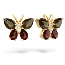 Smoky Quartz Butterfly 14K Yellow Gold earrings E2215