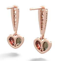 Smoky Quartz Filligree Heart 14K Rose Gold earrings E5070