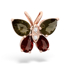 Smoky Quartz Butterfly 14K Rose Gold pendant P2215