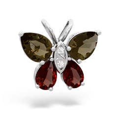 Smoky Quartz Butterfly 14K White Gold pendant P2215