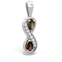 Smoky Quartz Diamond Infinity 14K White Gold pendant P5390