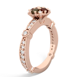 Smoky Quartz Sparkling Tiara Cluster 14K Rose Gold ring R26293RD