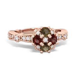 Smoky Quartz Sparkling Tiara Cluster 14K Rose Gold ring R26293RD